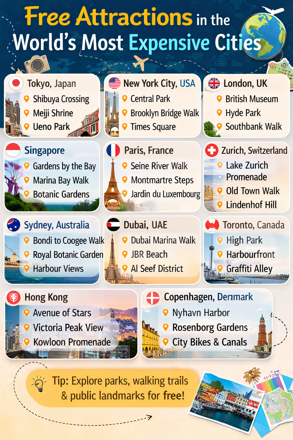 Free Attractions in the World’s Most Expensive Cities
